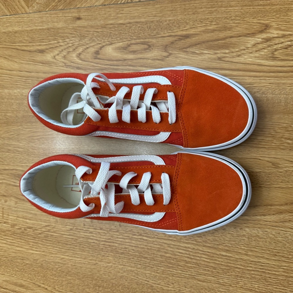 Vans Cream White and Orange Sneakers